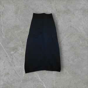 Free People Black Ribbed Knit Midi Skirt Front Slit Cotton Blend Size Small